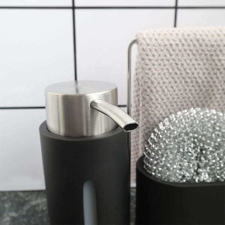 Soap Dispenser Kitchen Sink Steel Wire Ball Pot Brush Rag Storage Rack Set, Brush Rag Storage Rac...
