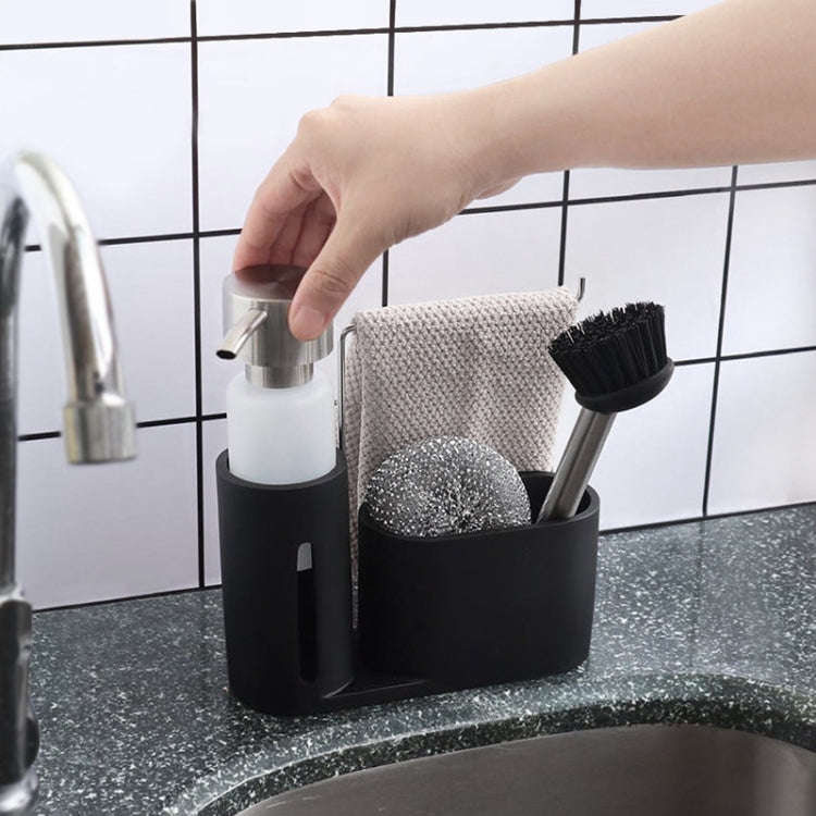 Soap Dispenser Kitchen Sink Steel Wire Ball Pot Brush Rag Storage Rack Set, Brush Rag Storage Rac...