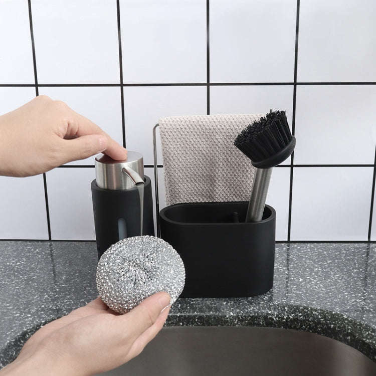 Soap Dispenser Kitchen Sink Steel Wire Ball Pot Brush Rag Storage Rack Set, Brush Rag Storage Rac...