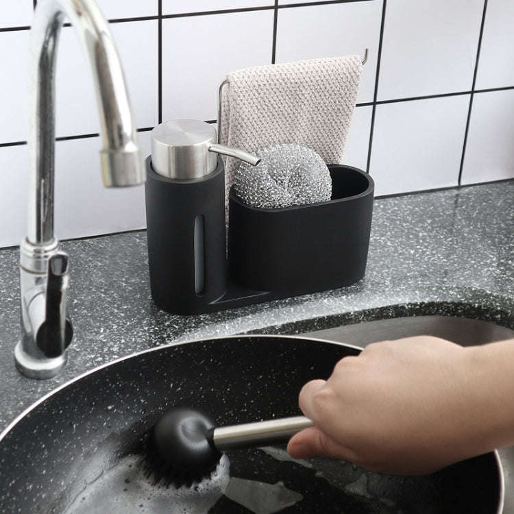Soap Dispenser Kitchen Sink Steel Wire Ball Pot Brush Rag Storage Rack Set, Brush Rag Storage Rac...