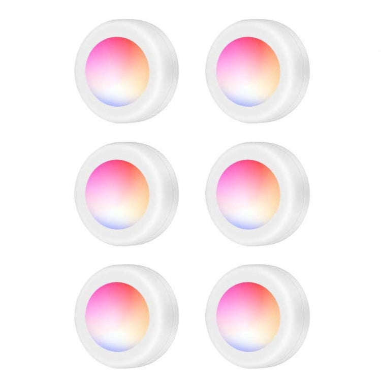 6 PCS / Set 16 Color RGB LED Night Light Strobe Atmosphere Pat Light Remote Control Cabinet Light...
