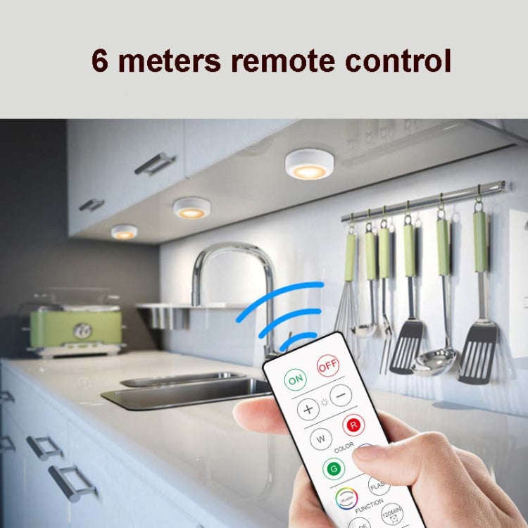 6 PCS / Set 16 Color RGB LED Night Light Strobe Atmosphere Pat Light Remote Control Cabinet Light...