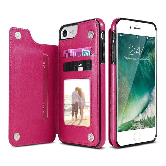 Retro PU Leather Case Multi Card Holders Phone Cases for iPhone 6 Plus & 6s Plus