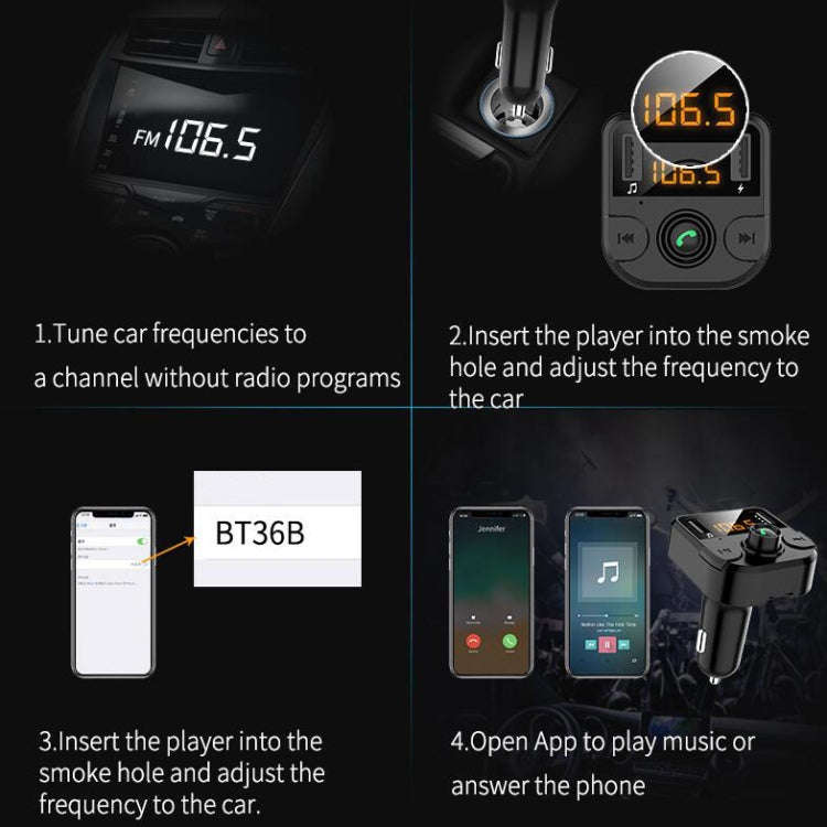 BT36B Car Bluetooth MP3 Music Player Car FM Transmitter Phone Hands-Free, BT36B