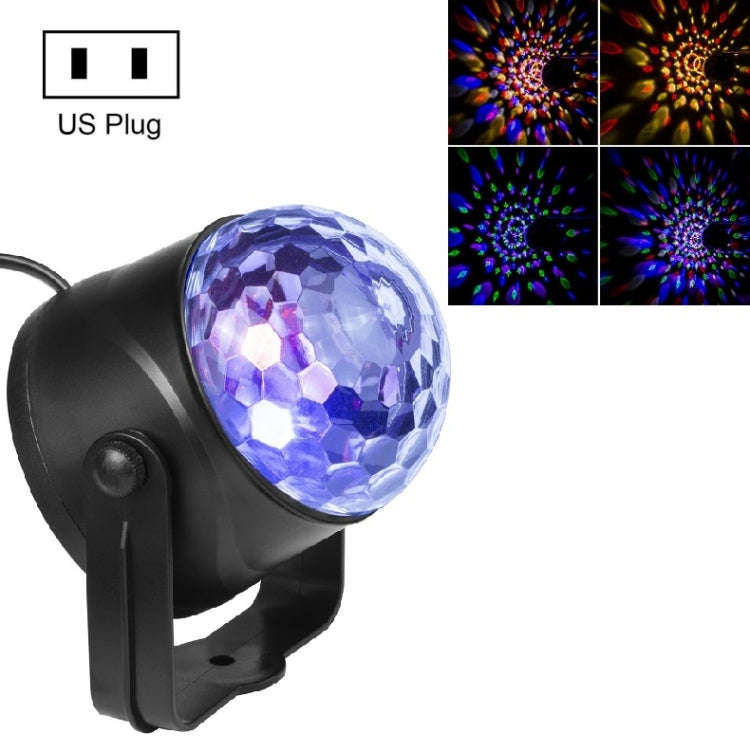 MGY-019 6W Remote Control LED Crystal Magic Ball Light Colorful Rotating Stage Laser Light, US Pl...