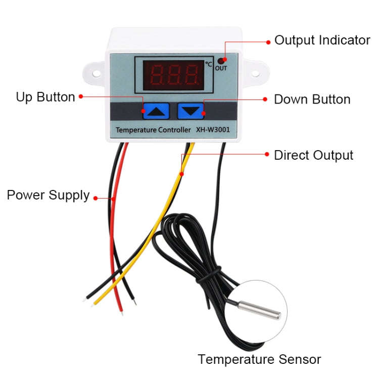 XH-W3001 Digital LED Temperature Controller Arduino Cooling Heating Switch Thermostat NTC Sensor,...