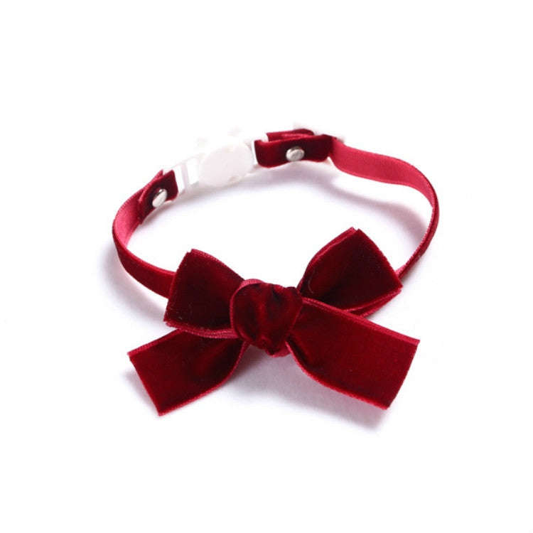 Velvet Bowknot Adjustable Pet Collar Cat Dog Rabbit Bow Tie Accessories, S 17-30cm Bowknot, S 17-...