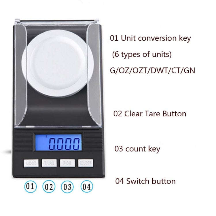 High-Precision Portable Jewelry Scale  Mini Electronic Scale Precision Carat Electronic Scale, 10...