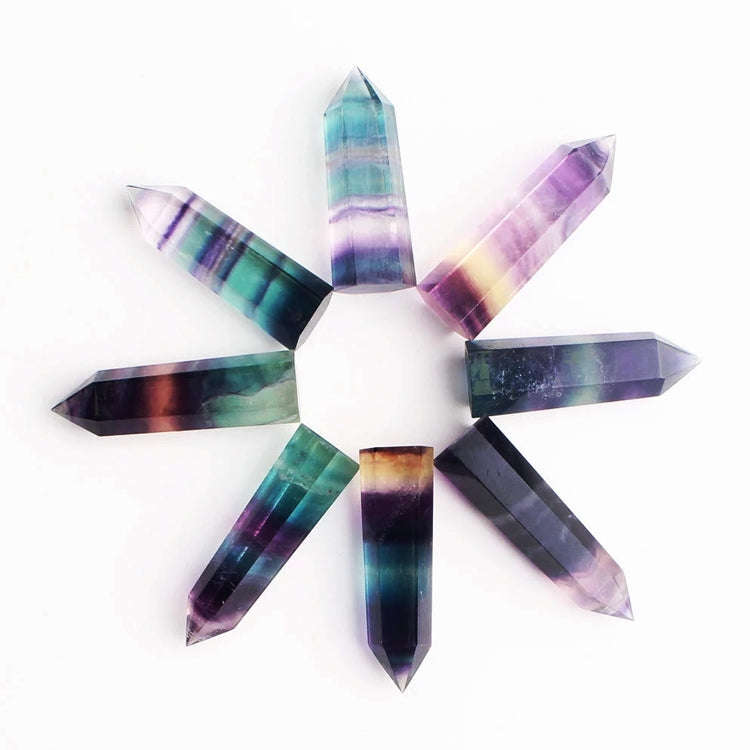 Natural Rough Stone Hexagonal Crystal Column Colorful Fluorite Column Ornaments, 3.5-4 cm, 4.1-4....