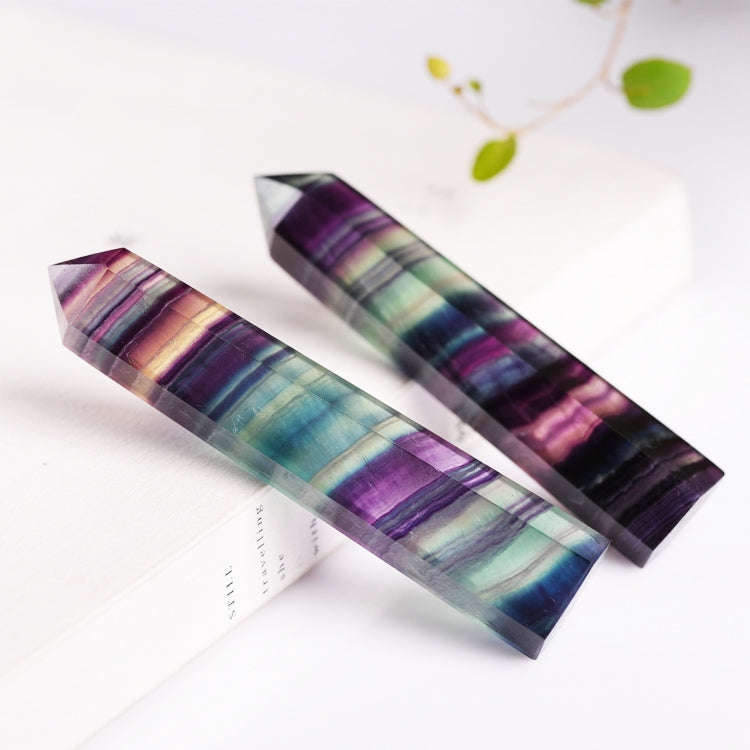 Natural Rough Stone Hexagonal Crystal Column Colorful Fluorite Column Ornaments, 3.5-4 cm, 4.1-4....