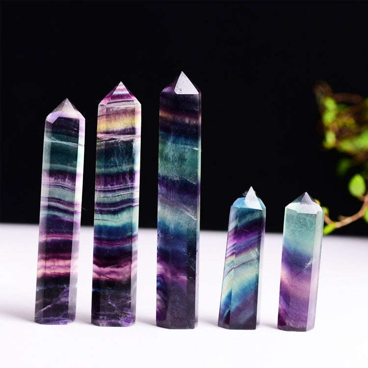 Natural Rough Stone Hexagonal Crystal Column Colorful Fluorite Column Ornaments, 3.5-4 cm, 4.1-4....