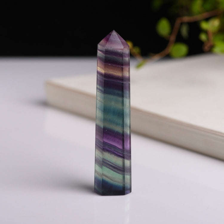 Natural Rough Stone Hexagonal Crystal Column Colorful Fluorite Column Ornaments, 3.5-4 cm, 4.1-4....