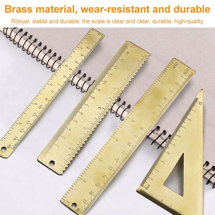 Brass Retro Drawing Ruler Measuring Tools, 0-10cm Isosceles Triangle Ruler, 0-10cm Right Angle Tr...