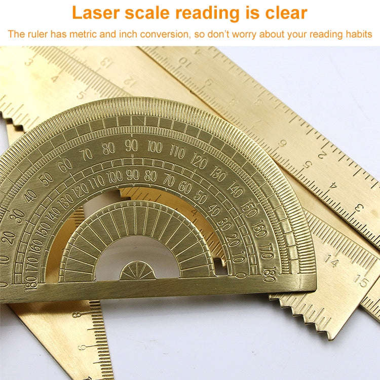 Brass Retro Drawing Ruler Measuring Tools, 0-10cm Isosceles Triangle Ruler, 0-10cm Right Angle Tr...