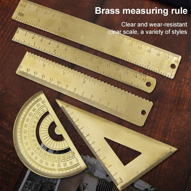 Brass Retro Drawing Ruler Measuring Tools, 0-10cm Isosceles Triangle Ruler, 0-10cm Right Angle Tr...