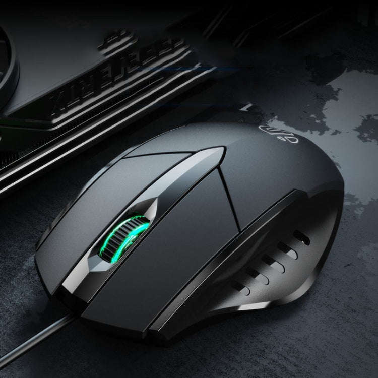 Inphic PW1 Game Mute Macro Definition Illuminated Wired Mouse, Cable Length: 1.5m, Mute Black Bus...