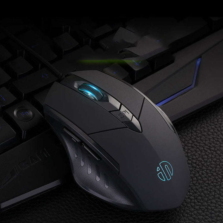 Inphic PW1 Game Mute Macro Definition Illuminated Wired Mouse, Cable Length: 1.5m, Mute Black Bus...