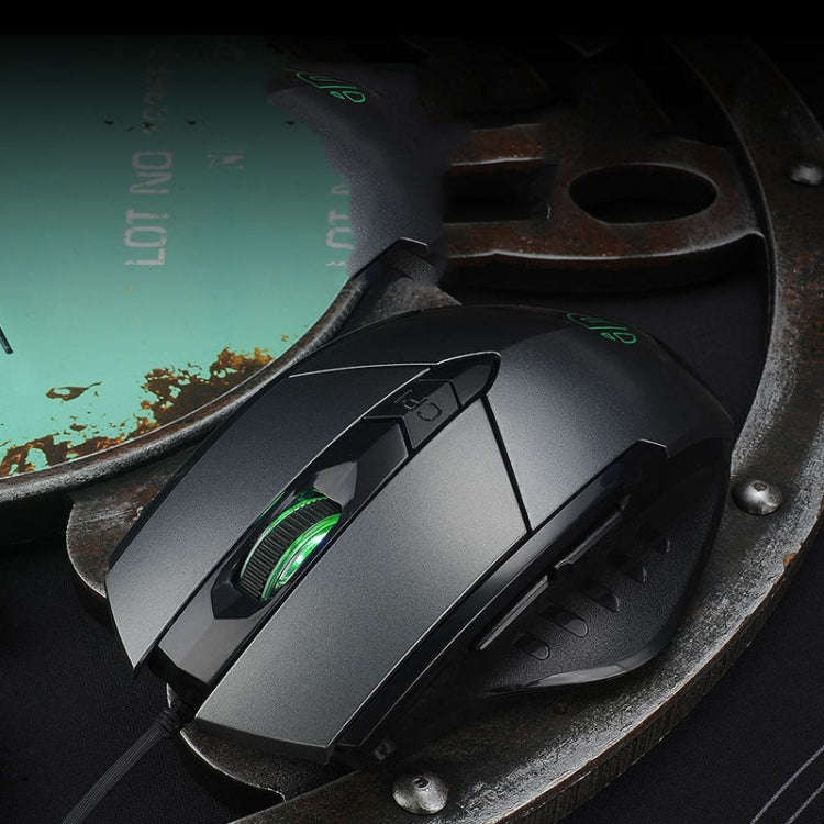 Inphic PW1 Game Mute Macro Definition Illuminated Wired Mouse, Cable Length: 1.5m, Mute Black Bus...