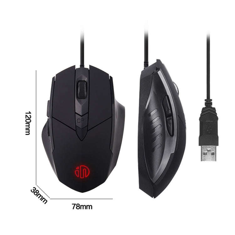 Inphic PW1 Game Mute Macro Definition Illuminated Wired Mouse, Cable Length: 1.5m, Mute Black Bus...