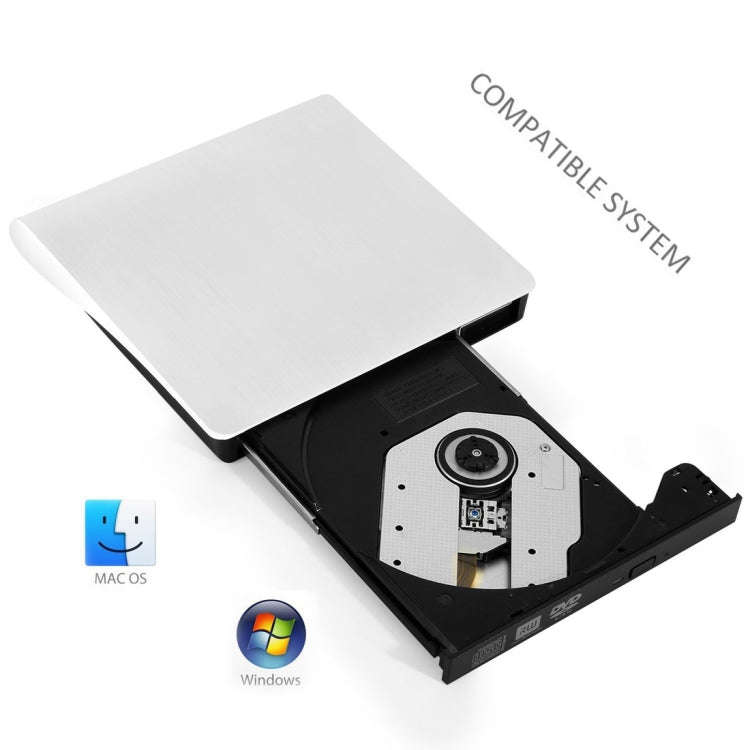 Slim External USB 3.0 DVD RW CD Writer Drive Burner Reader Player For Laptop PC, Brushed Texture ...
