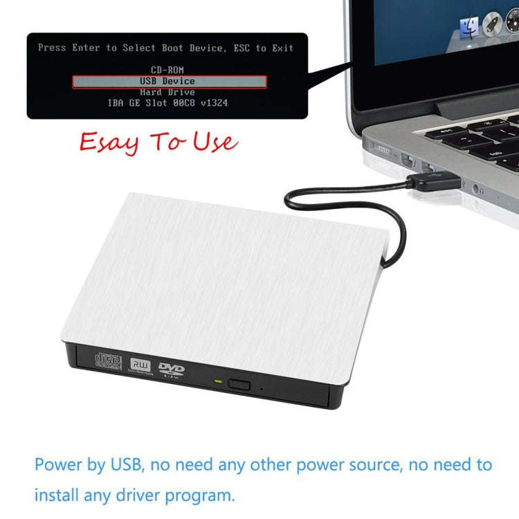 Slim External USB 3.0 DVD RW CD Writer Drive Burner Reader Player For Laptop PC, Brushed Texture ...
