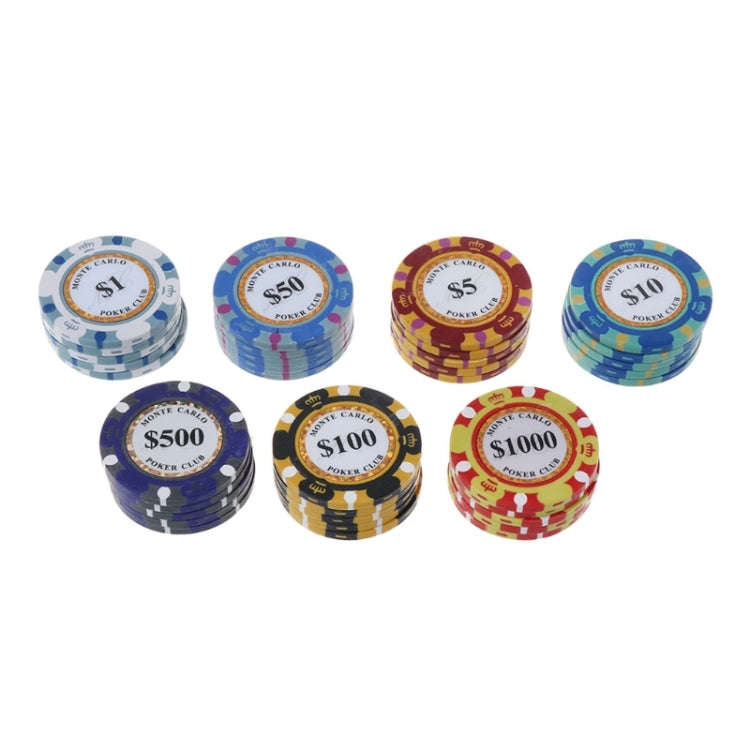 100 PCS Texas Hold'em Clay Chips Professional Casino Coin, 100 PCS Texas Hold'em Clay Chips