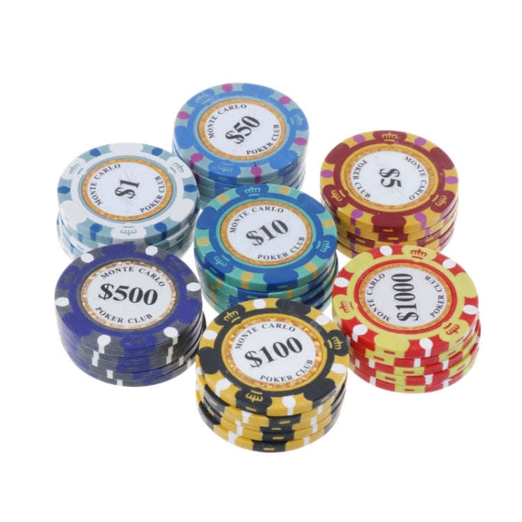 100 PCS Texas Hold'em Clay Chips Professional Casino Coin, 100 PCS Texas Hold'em Clay Chips