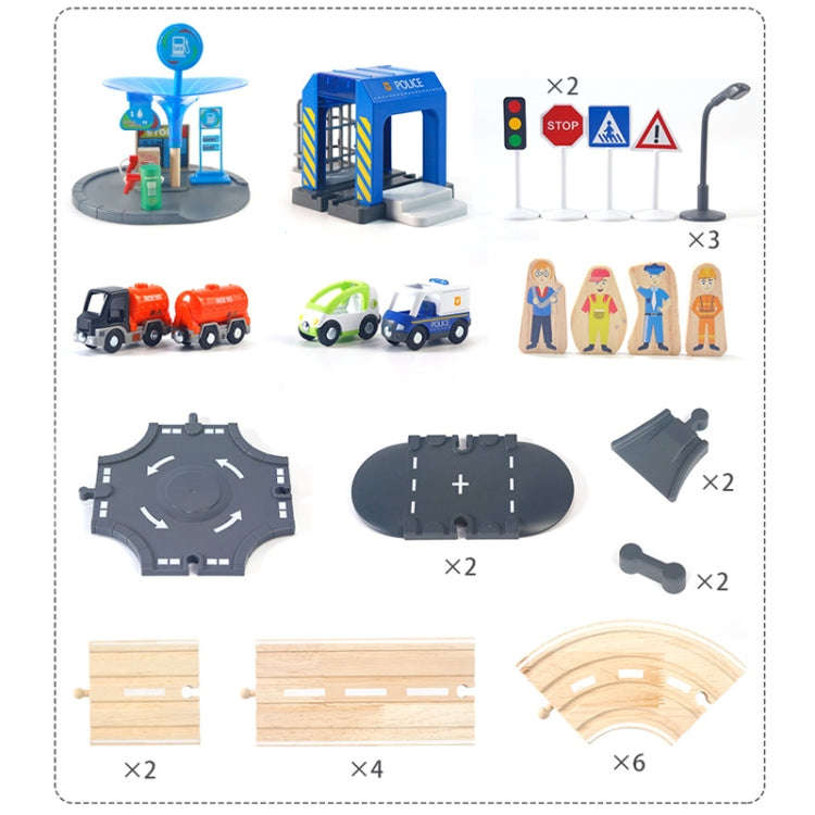 Multifunctional Wooden Police Station Road Track Set Baby Assembling Building Blocks Educational ...