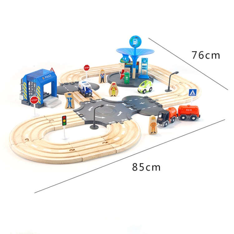 Multifunctional Wooden Police Station Road Track Set Baby Assembling Building Blocks Educational ...