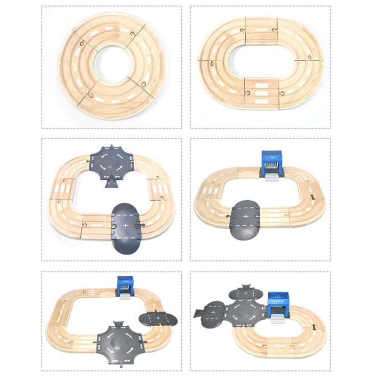 Multifunctional Wooden Police Station Road Track Set Baby Assembling Building Blocks Educational ...