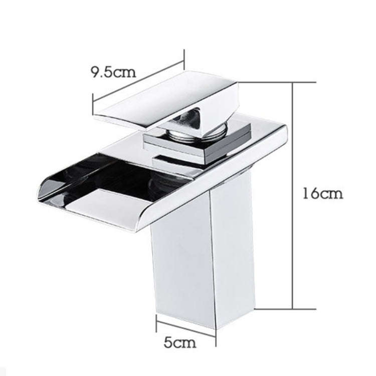 LED Three Lights Hot Cold Water Faucet Bathroom Waterfall Faucet CN Plug, Black, Electroplating S...