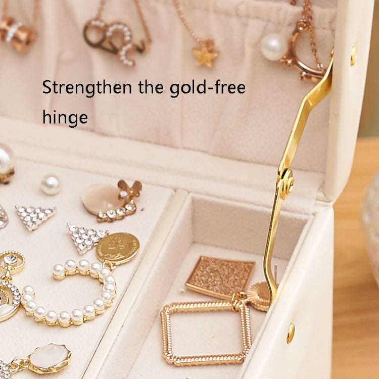 Three-Layer Leather Drawer Type Jewelry Storage Box Earrings Box With Lock, Three-Layer (Creamy W...