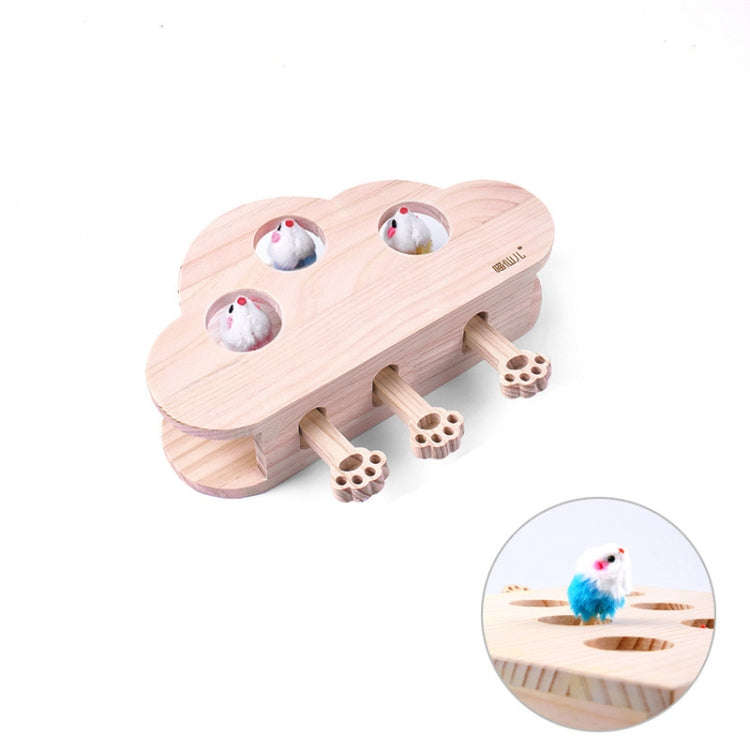 Hamster And Cat Toys Solid Wood Cat Supplies, Cloud Hairy Mouse, Five-hole Hairy Mouse, Eight-hol...