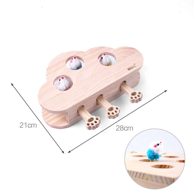 Hamster And Cat Toys Solid Wood Cat Supplies, Cloud Hairy Mouse, Five-hole Hairy Mouse, Eight-hol...