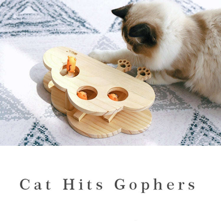 Hamster And Cat Toys Solid Wood Cat Supplies, Cloud Hairy Mouse, Five-hole Hairy Mouse, Eight-hol...