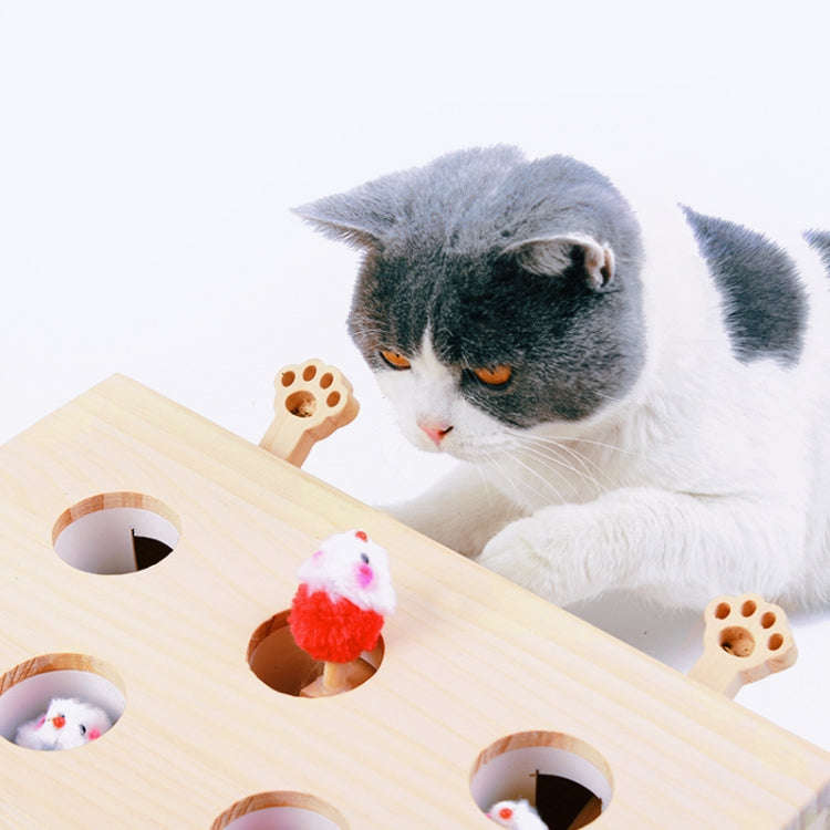 Hamster And Cat Toys Solid Wood Cat Supplies, Cloud Hairy Mouse, Five-hole Hairy Mouse, Eight-hol...