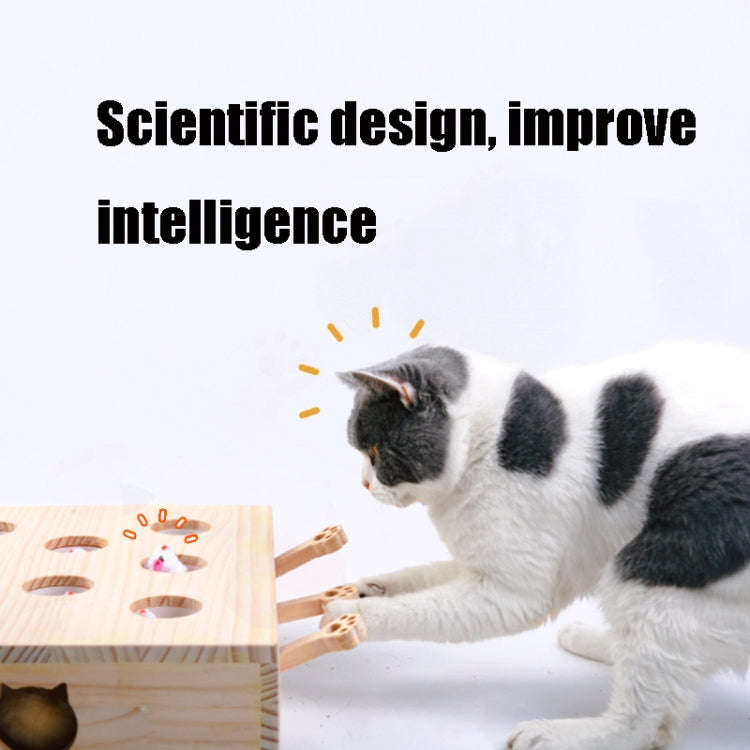 Hamster And Cat Toys Solid Wood Cat Supplies, Cloud Hairy Mouse, Five-hole Hairy Mouse, Eight-hol...