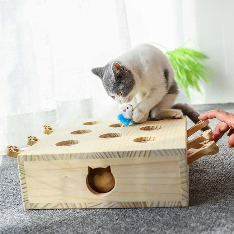 Hamster And Cat Toys Solid Wood Cat Supplies, Cloud Hairy Mouse, Five-hole Hairy Mouse, Eight-hol...