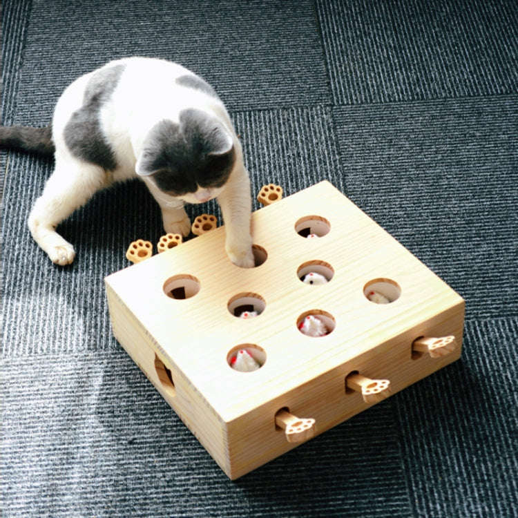 Hamster And Cat Toys Solid Wood Cat Supplies, Cloud Hairy Mouse, Five-hole Hairy Mouse, Eight-hol...