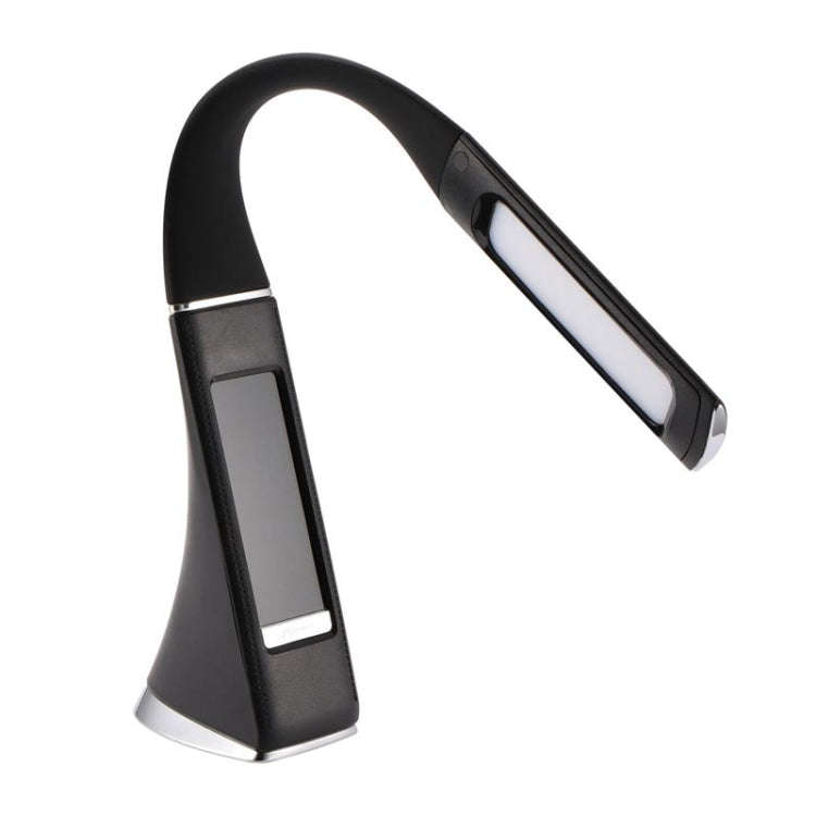 U2 5W 3-Level Dimmable LED Leather Texture Desk Lamp With Temperature/Clock/Calendar Display, Black