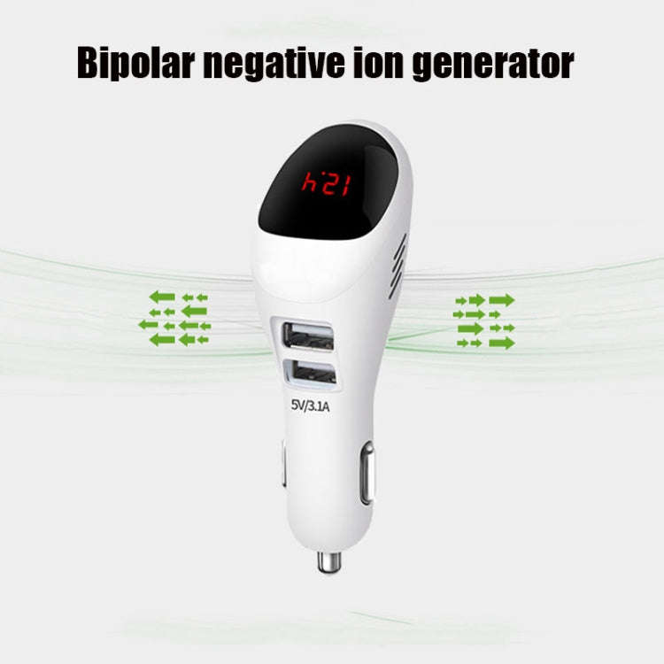 S90B Multifunctional Car Negative Ion Formaldehyde Removal Air Purifier, White, Black