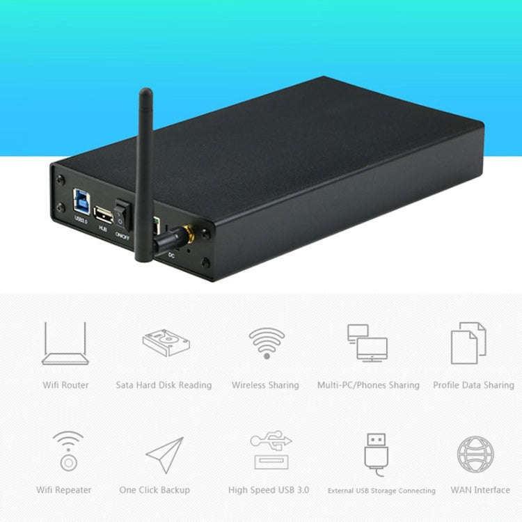 Blueendless 3.5 inch Mobile Hard Disk Box WIFI Wireless NAS Private Cloud Storage, EU Plug, US Pl...