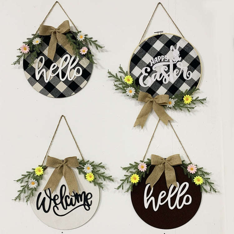 Home Decorations Easter Wreath Shooting Props Wreath Door Hanging, Brown Hello, Whiteboard Black ...