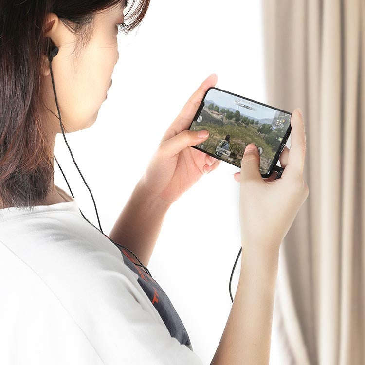 F12 Elbow Earbud Headset Wire Control With Wheat Mobile Phone Headset, 3.5mm Jack (Black)