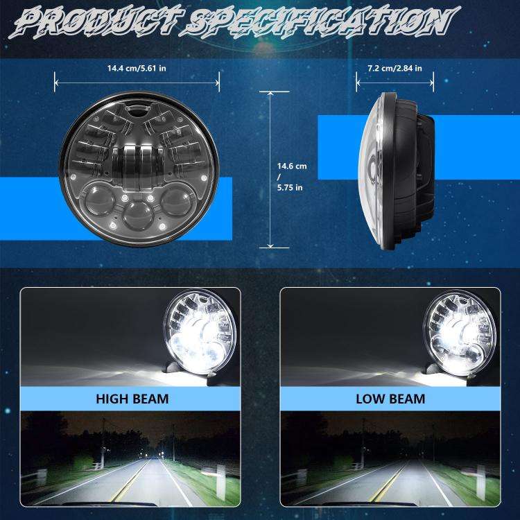 5.75-inch Aluminum Housing Matrix Angel Eye Motorcycle Headlight