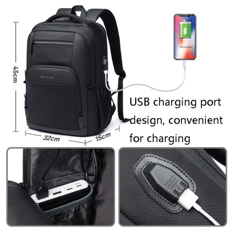 BANGE BG-1921 College Student Schoolbag Waterproof Business Computer Backpack with External USB C...
