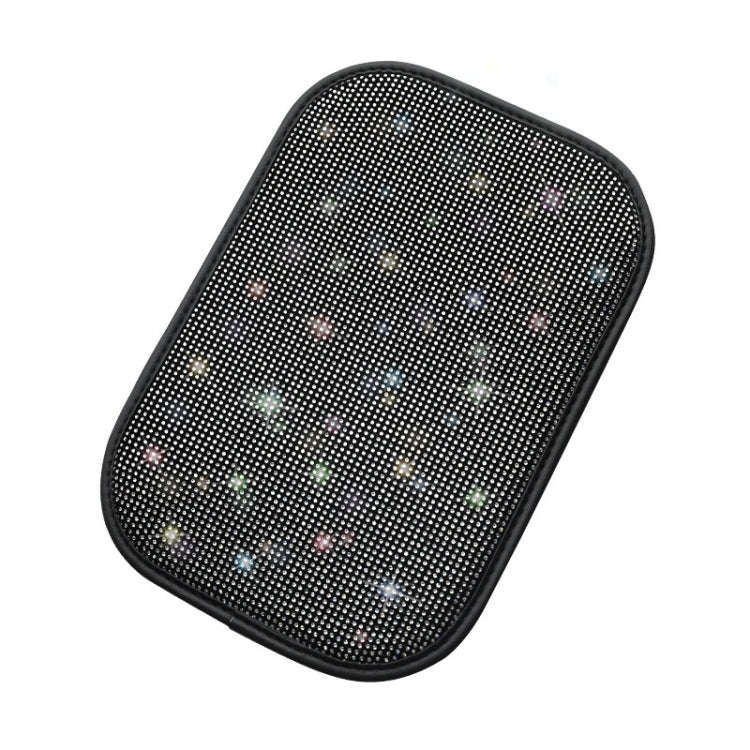 Car Diamond Armrest Box Cushion Personalized Car Decorations Dirt And Non-Slip, Black Colorful Di...