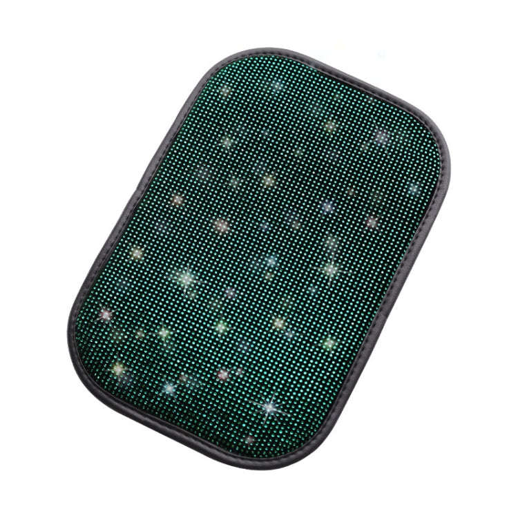 Car Diamond Armrest Box Cushion Personalized Car Decorations Dirt And Non-Slip, Black Colorful Di...