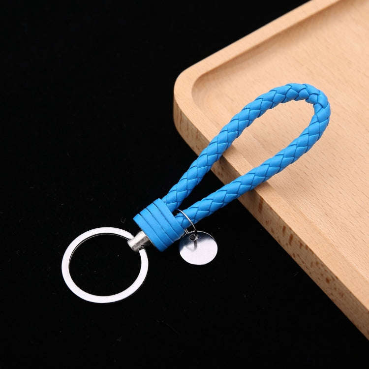 Woven Leather Cord Keychain Car Pendant Leather Key Ring, Baotou With Small Round Piece