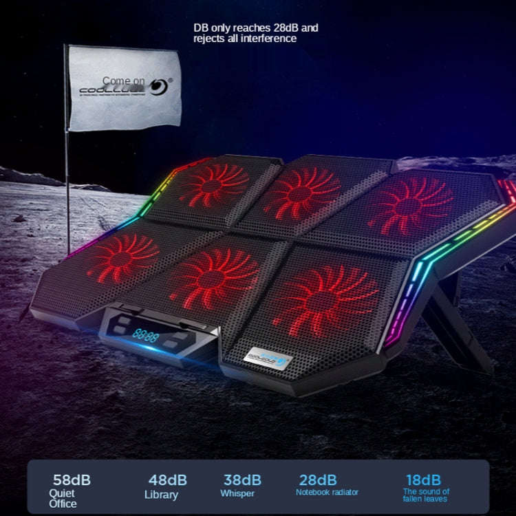 COOLCOLD RGB Notebook Radiator Six Fan Adjustable Laptop Cooling Base, 5V Speed  Colorful Version...